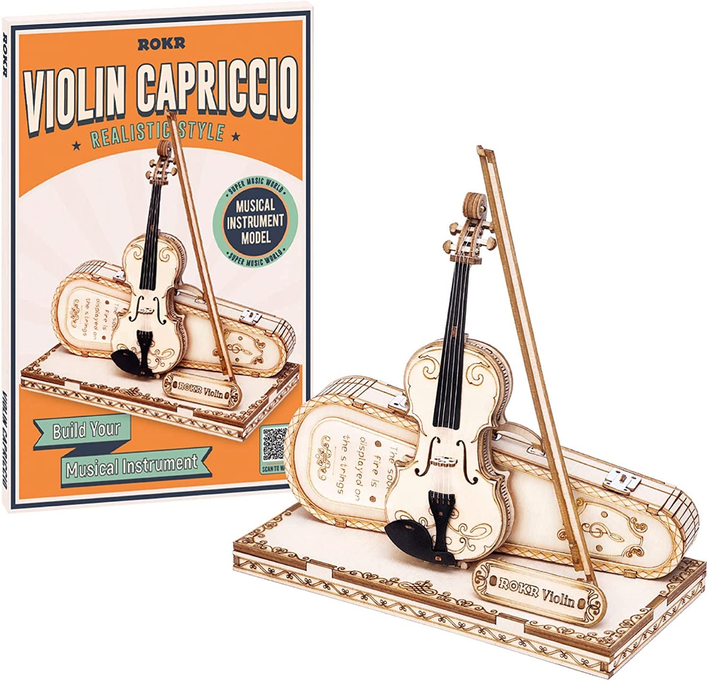 Robotime ROKR Violin Capriccio Model 3D Wooden Puzzle Easy Assembly Kits Musical DIY Gifts For Boys&Girls Building Blocks TG604K