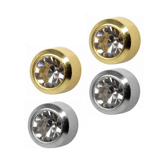 STUDEX Regular Gold Plated Stainless Steel Bezel April - Crystal Earrings