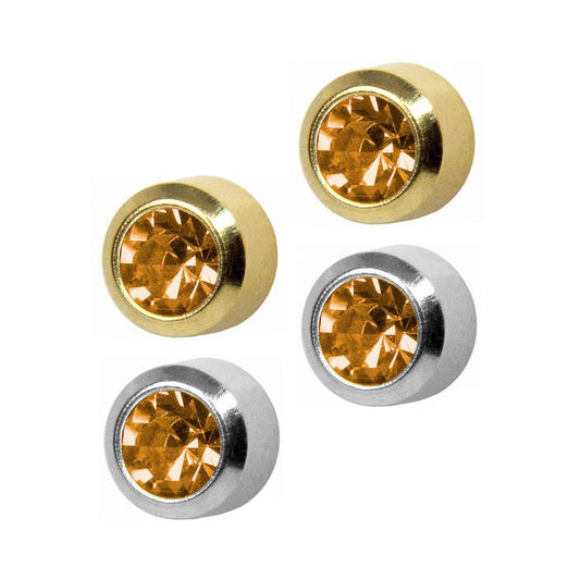 STUDEX Regular Gold Plated Stainless Steel Bezel November - Topaz Earrings