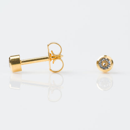 STUDEX Regular Gold Plated Stainless Steel Bezel April - Crystal Earrings