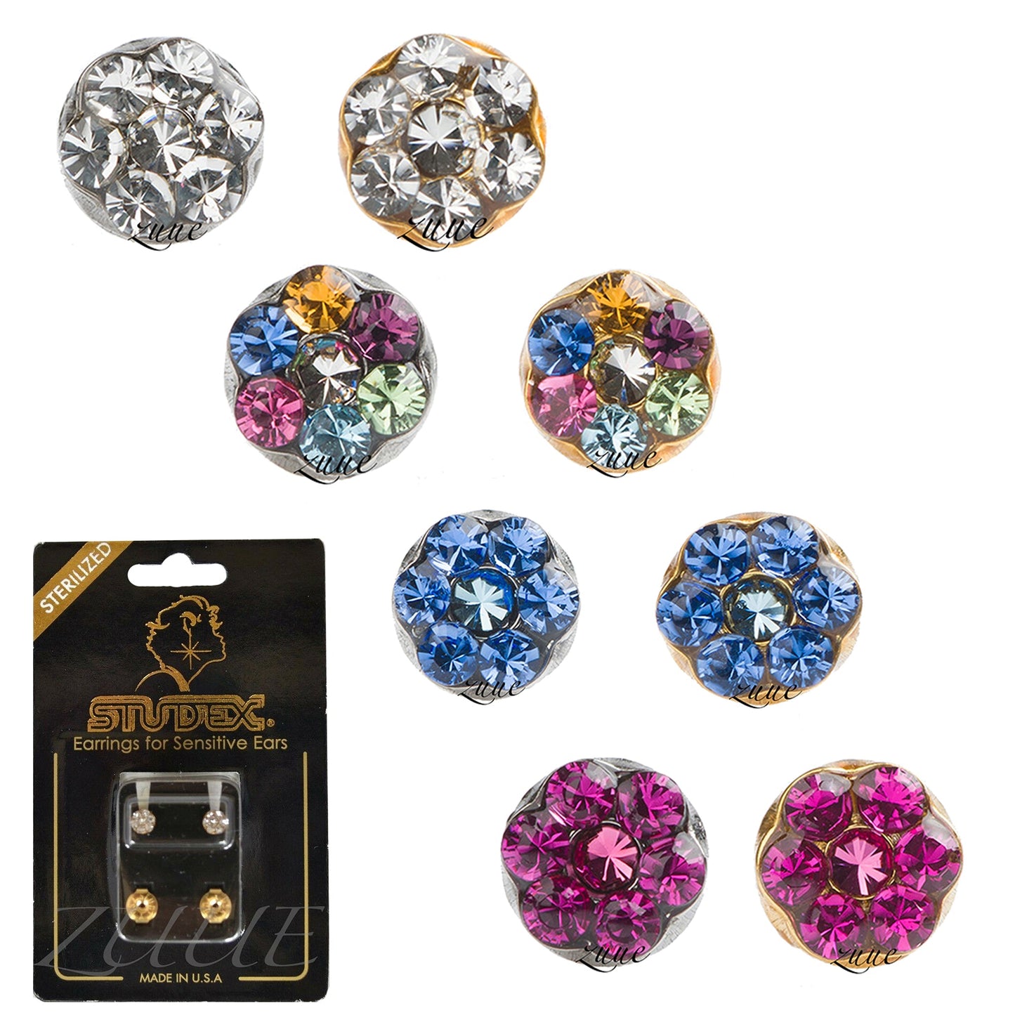 Studex Plus Large 5mm Gold Plated Daisy April Crystal Ear Piercing Earrings