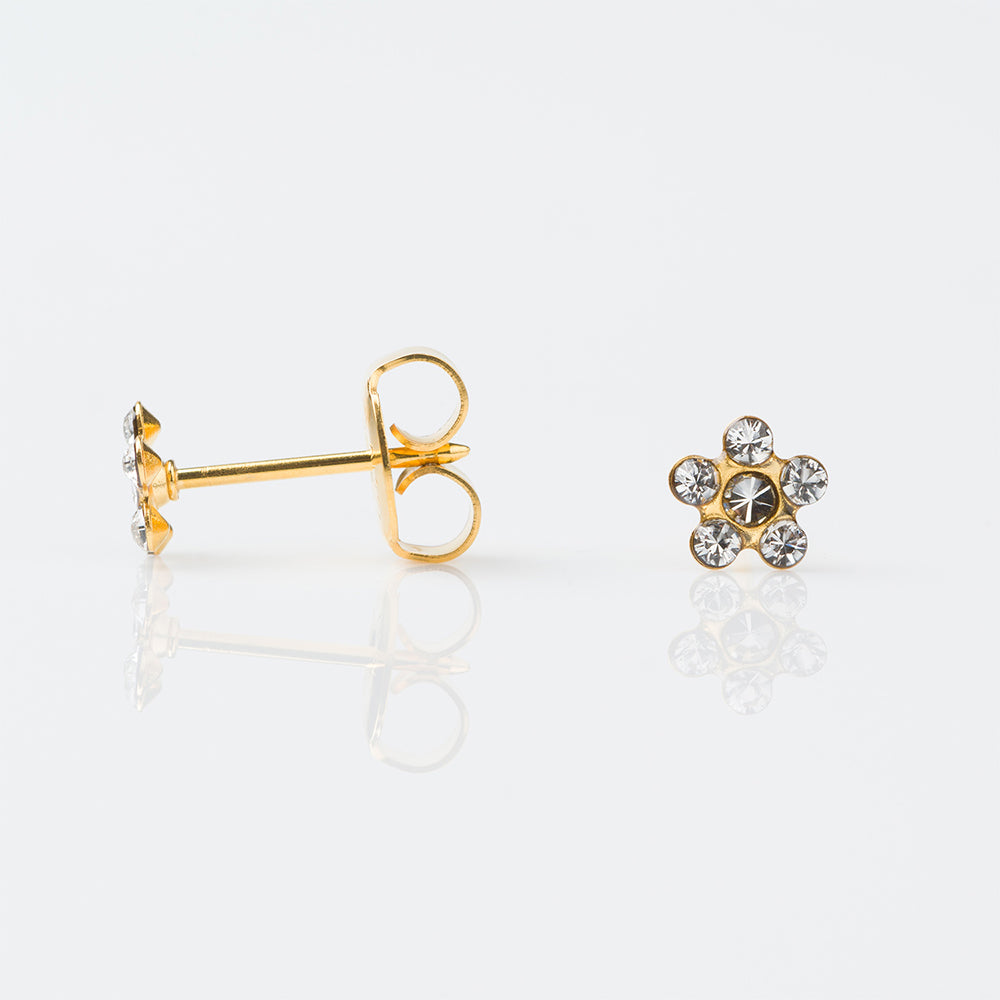 STUDEX Tiny Tips Gold Plated 5mm Daisy April Crystal