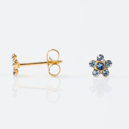 STUDEX Tiny Tips Gold Plated 5mm Daisy Light Sapphire – September Sapphire
