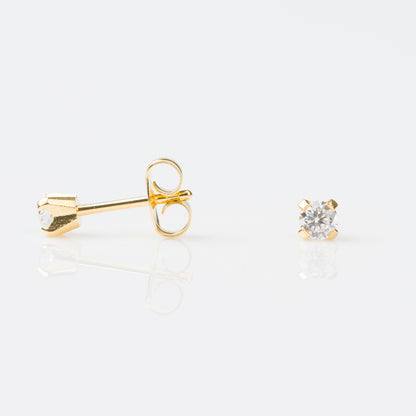 STUDEX Tiny Tips Gold Plated 3mm Clawset Cubic Zirconia