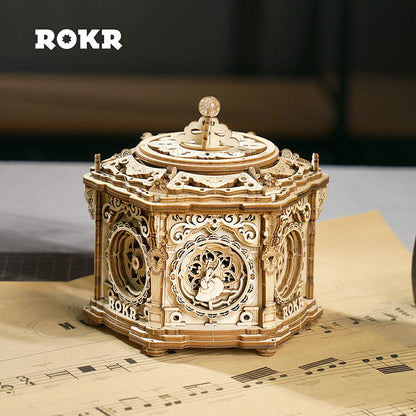 Robotime Rokr DIY Mechanical Music Box Kit 3D Wooden Puzzle Box For Adults Self-Assembly Building Project - Secret Garden
