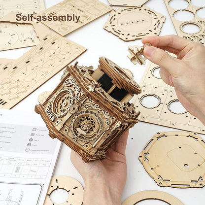 Robotime Rokr DIY Mechanical Music Box Kit 3D Wooden Puzzle Box For Adults Self-Assembly Building Project - Secret Garden