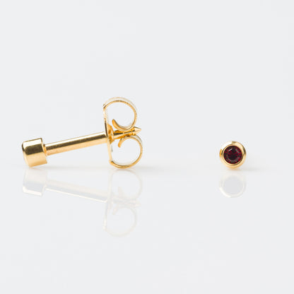 STUDEX Regular Gold Plated Stainless Steel Bezel January – Garnet Earrings