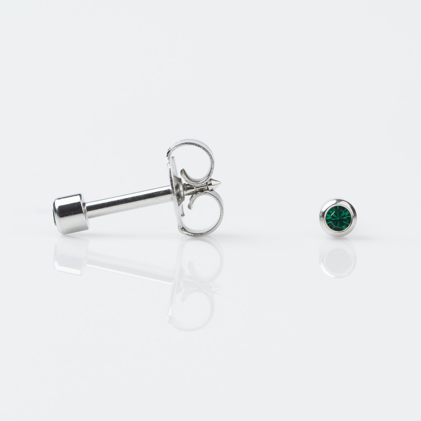 STUDEX Gold Plated Stainless Steel Bezel May - Emerald Earrings