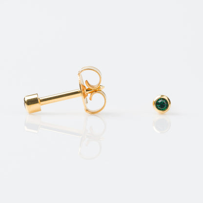 STUDEX Gold Plated Stainless Steel Bezel May - Emerald Earrings