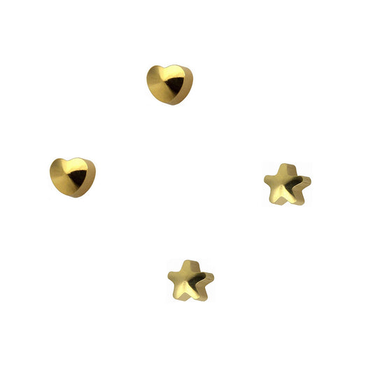STUDEX MINI Gold Plated Heart and Star Shaped Earrings