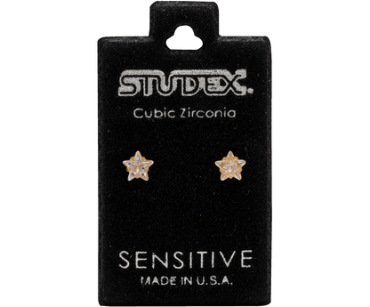 Studex Sensitive Gold Plated Tiff. 5mm Cubic Zirconia Star Cut