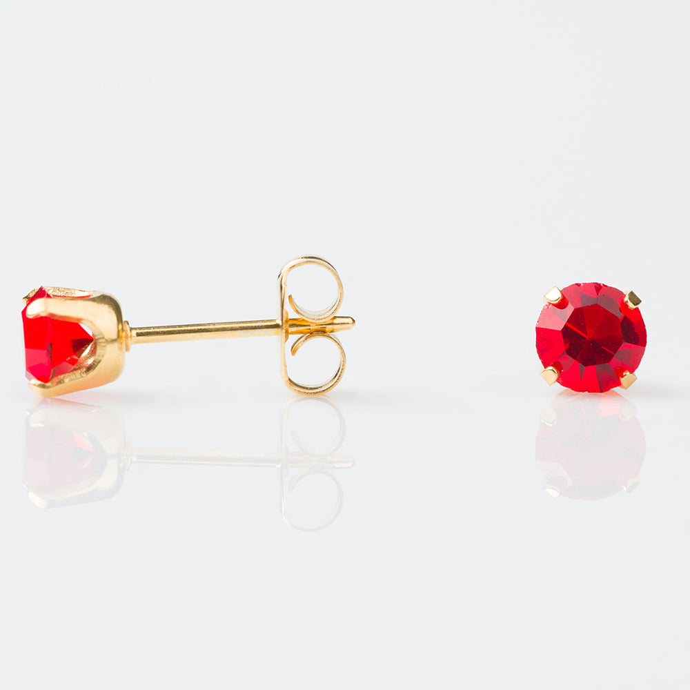 STUDEX  Sensitive Gold Plated Tiff. 5mm – July Ruby