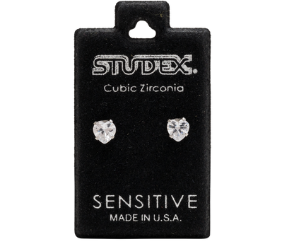 Studex Sensitive Stainless Steel 5mm x 5mm Cubic Zirconia Heart