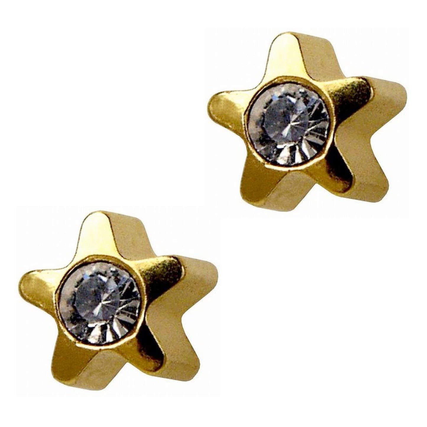 STUDEX Regular Gold Plated Shapes with Crystal Heart, Star, Flower Lite Offset