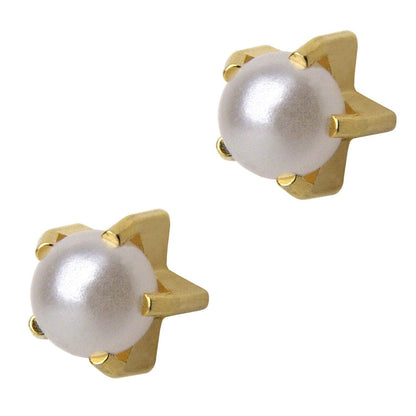 STUDEX Regular 4mm Gold Plated Tiff. Clawset Pearl Stone