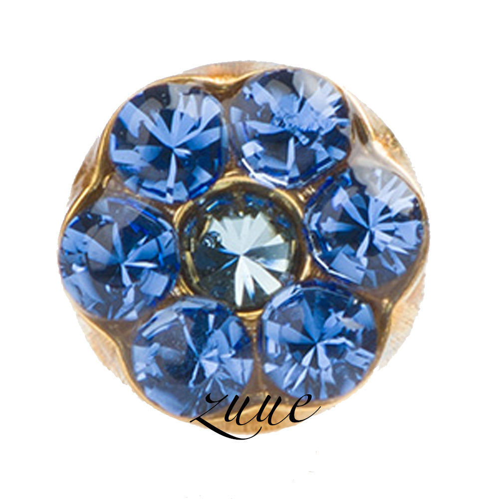 Studex Plus Large 5mm Gold Plated Daisy September Sapphire – March Aquamarine Ear Piercing Earrings