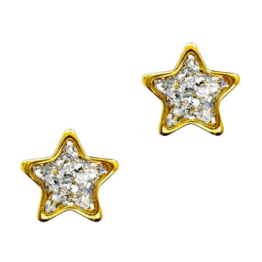 Studex Sensitive Gold Plated Clear Glitter Star