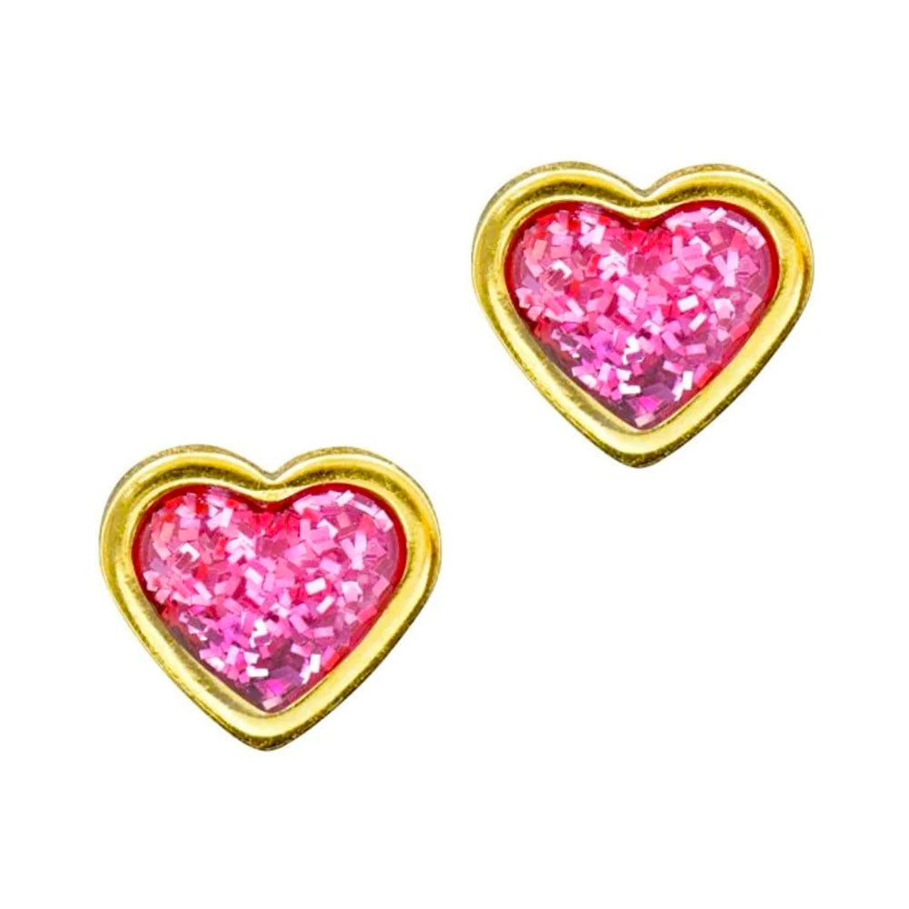 Studex Sensitive Gold Plated Pink Glitter Heart