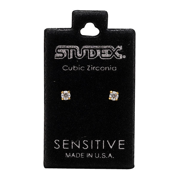 Studex Sensitive Gold Plated Tiff. 3mm Cubic Zirconia