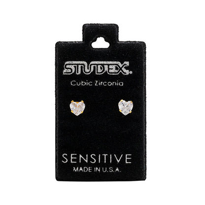 Studex Sensitive Gold Plated 5x5mm Cubic Zirconia Heart