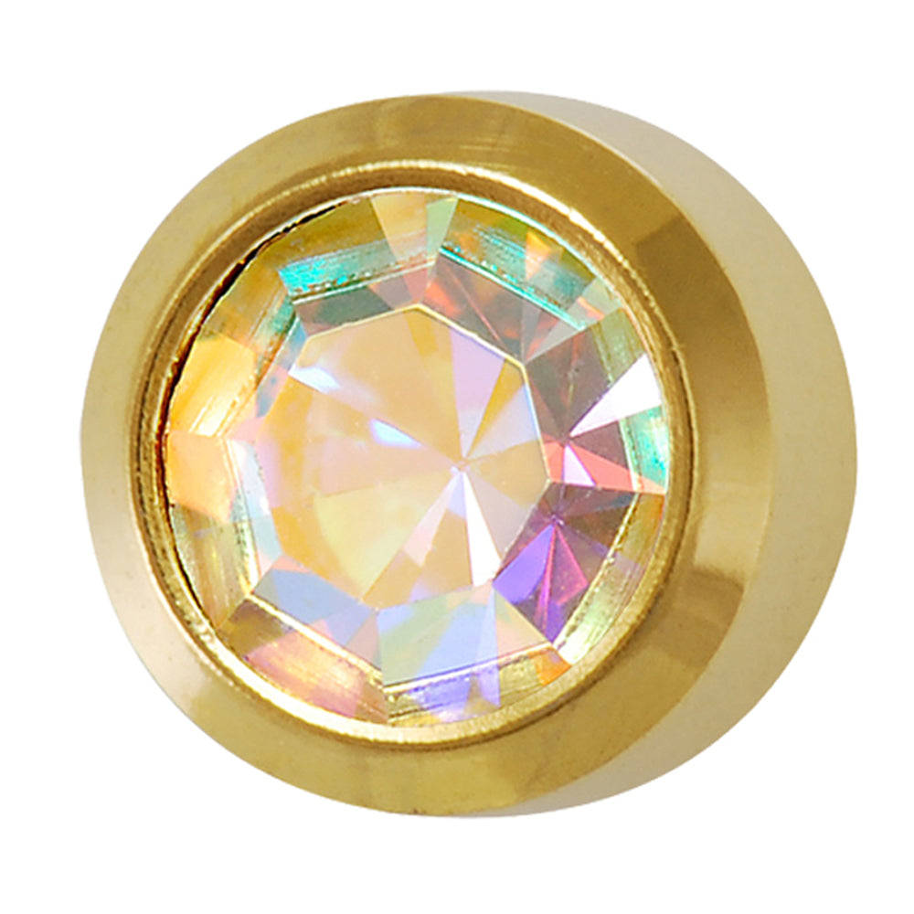 STUDEX Regular Gold Plated Stainless Steel Bezel Rainbow AB Crystal