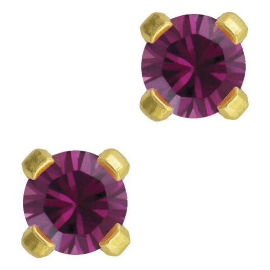 STUDEX Tiny Tips Gold Plated 3mm Clawset February Amethyst
