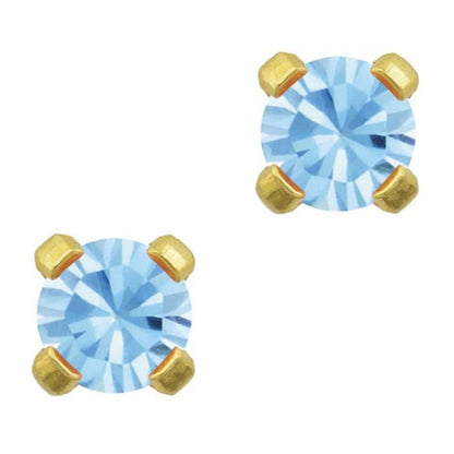STUDEX Tiny Tips Gold Plated 3mm Clawset March Aquamarine