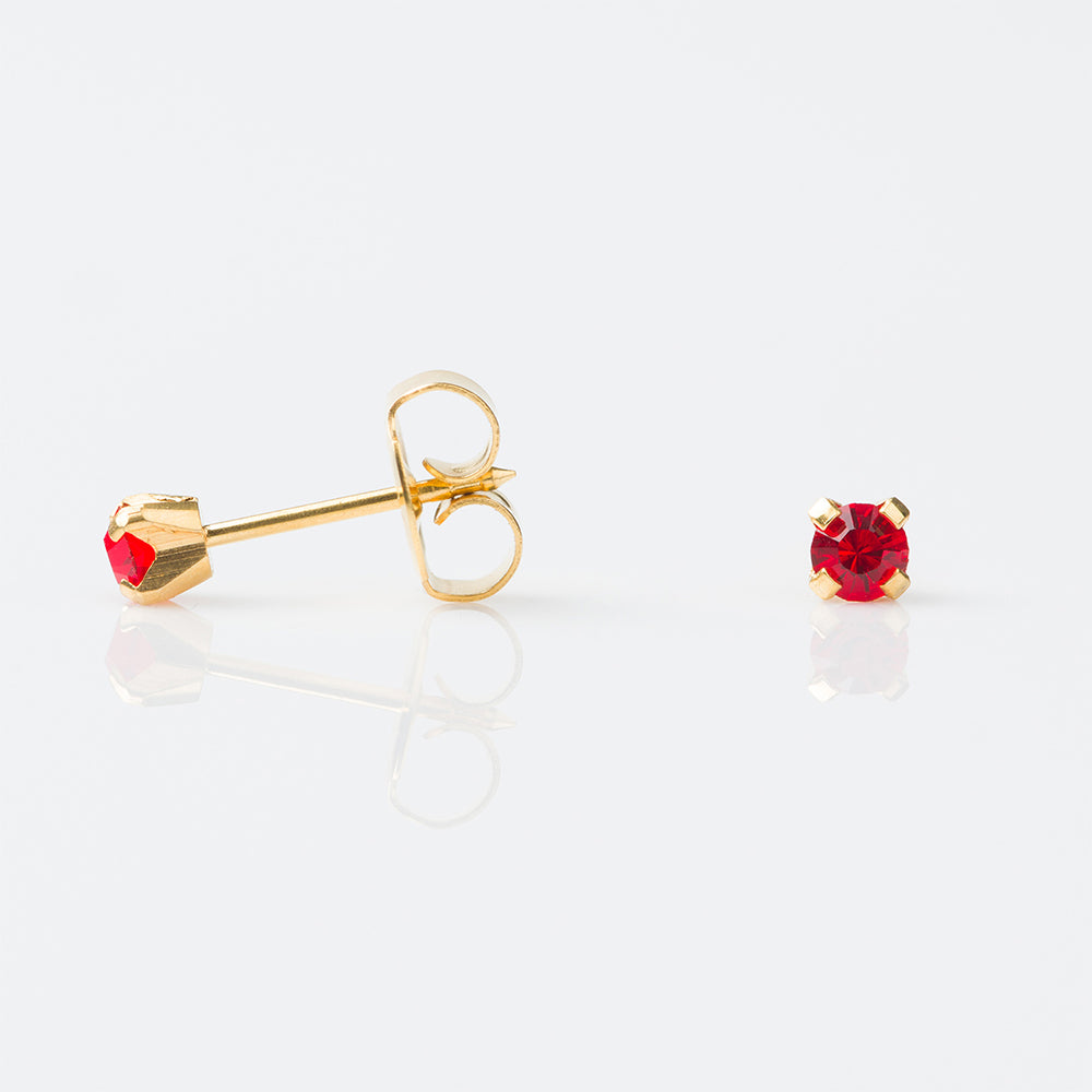 STUDEX Tiny Tips Gold Plated 3mm Clawset July Ruby