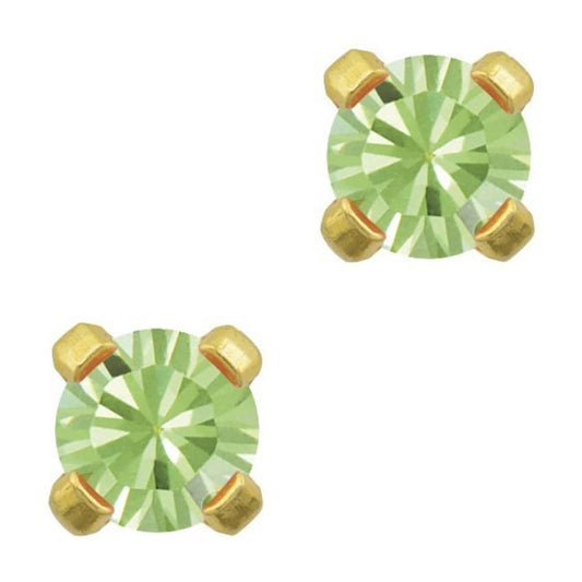 STUDEX Tiny Tips Gold Plated 3mm Clawset August Peridot
