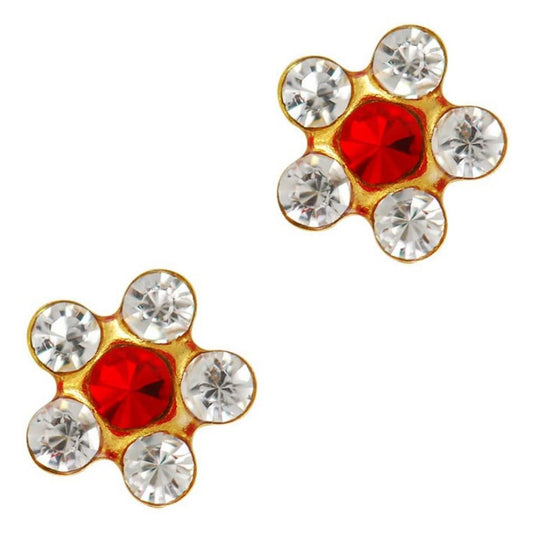 STUDEX Tiny Tips Gold Plated 5mm Daisy April Crystal -July Ruby