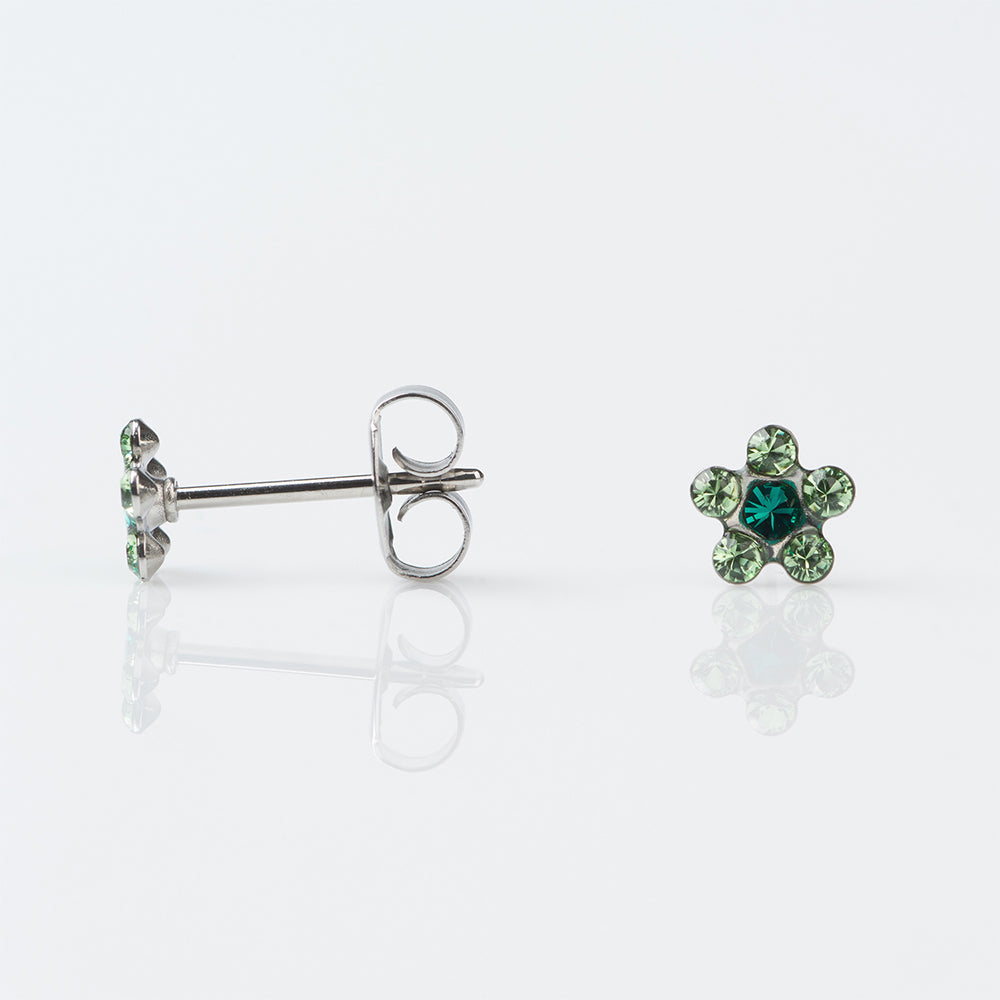 STUDEX Tiny Tips Stainless Steel 5mm Daisy August Peridot - May Emerald