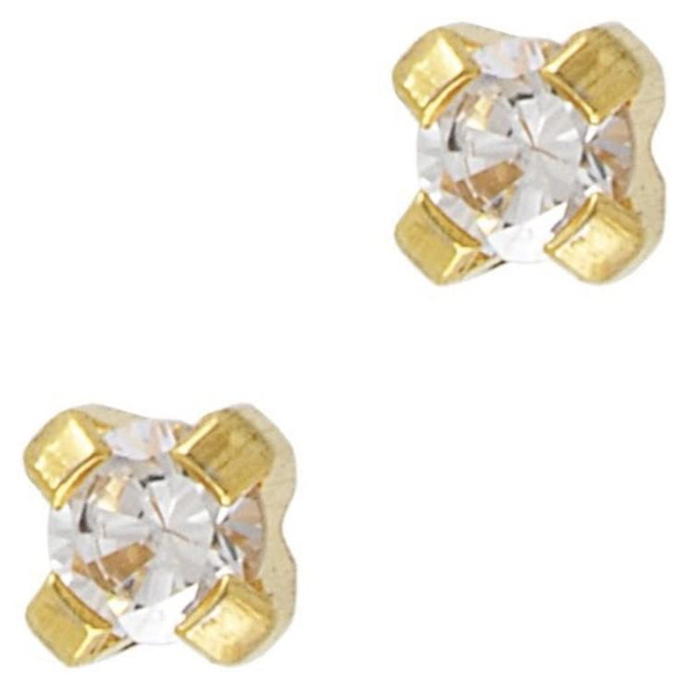 STUDEX Tiny Tips Gold Plated 2mm Clawset Cubic Zirconia